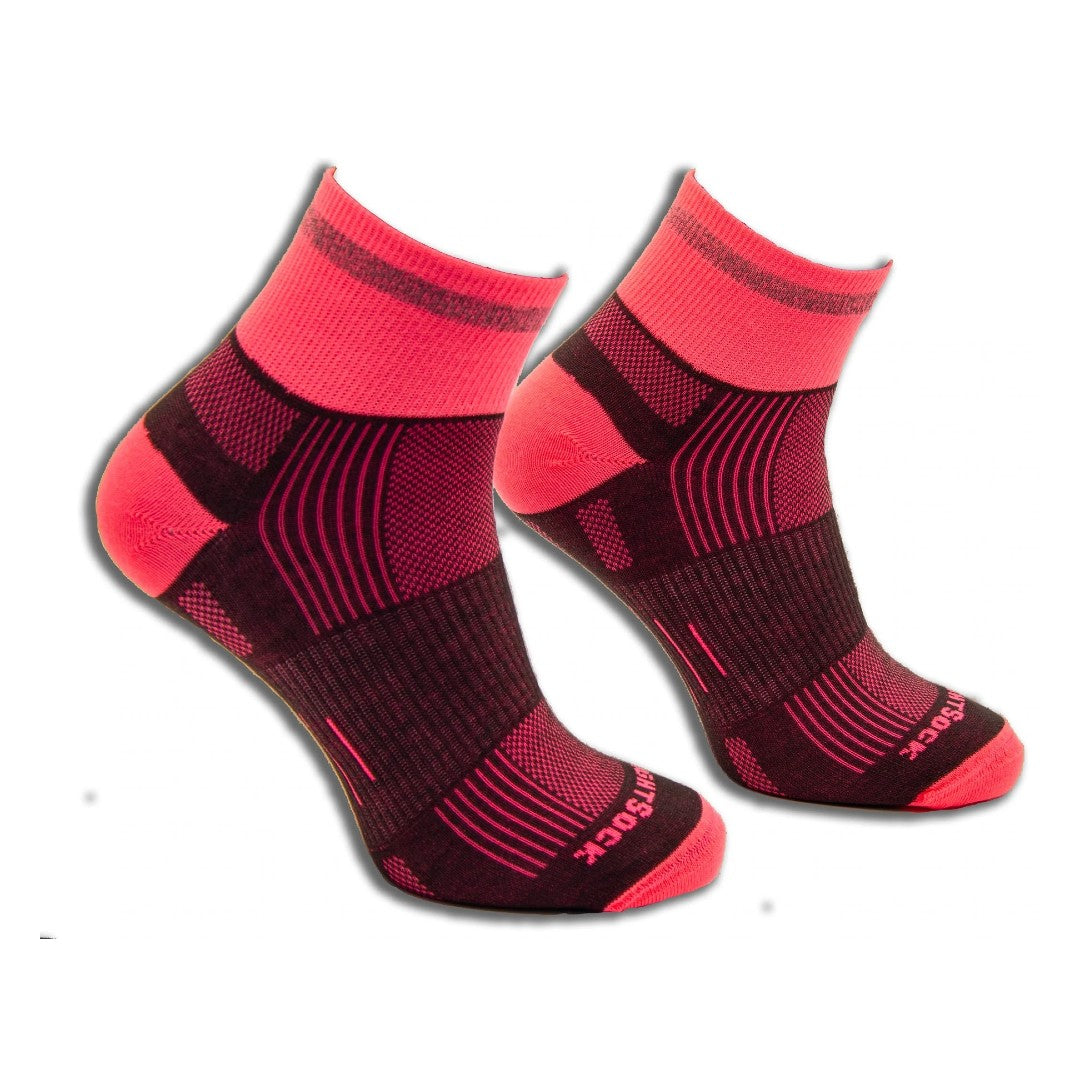 Run Reflective - Quarter Socks - Grey/Pink